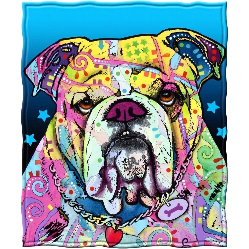Dawhud‎ Direct Dean Russo Bulldog 50x60 Fleece Throw Blanket Multicolor Pop Art